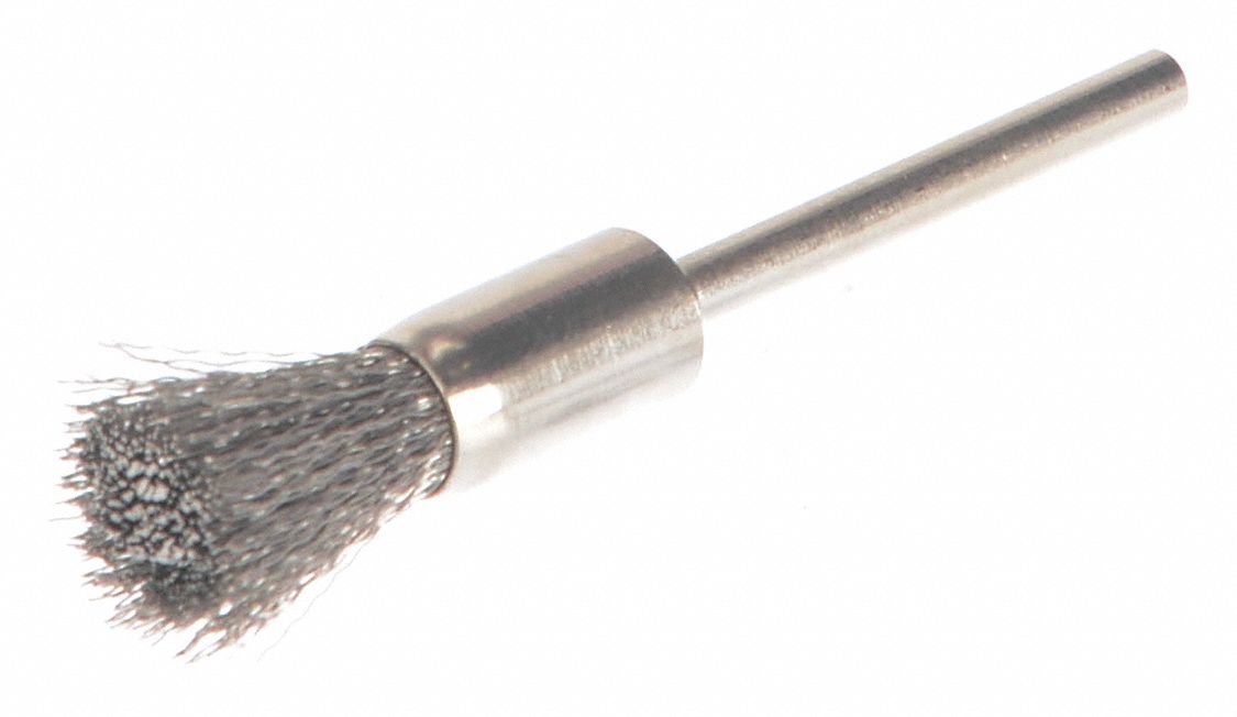 WEILER 5/16 in Crimped Wire End Brush, 1/8 in Shank, 0.005 in Wire Dia