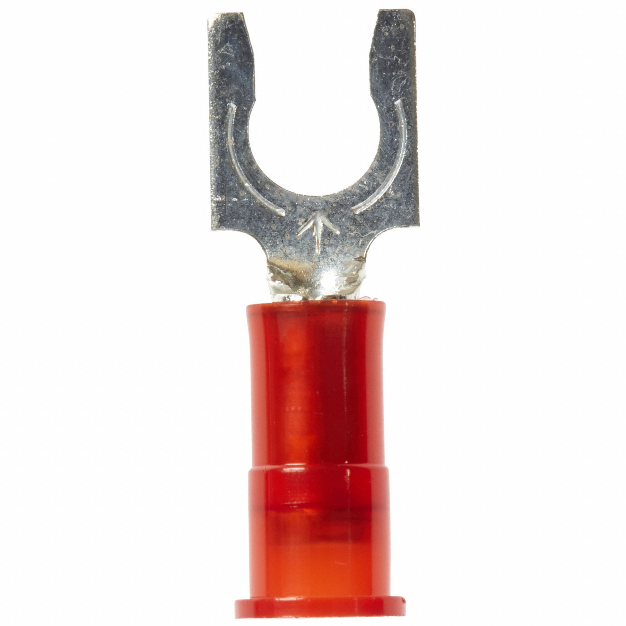 Fork Terminals: Red, Nylon, #10 Stud Size, 22 AWG – 18 AWG Wire Range, Locking Fork, 600 V