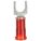 FORK TERMINAL, RED, NYLON, #10 STUD SIZE, 22 AWG TO 18 AWG WIRE SIZE RANGE, CRIMP/NYLON, 100 PK