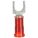 FORK TERMINAL, RED, NYLON, #10 STUD SIZE, 22 AWG TO 18 AWG WIRE SIZE RANGE, CRIMP/NYLON, 100 PK