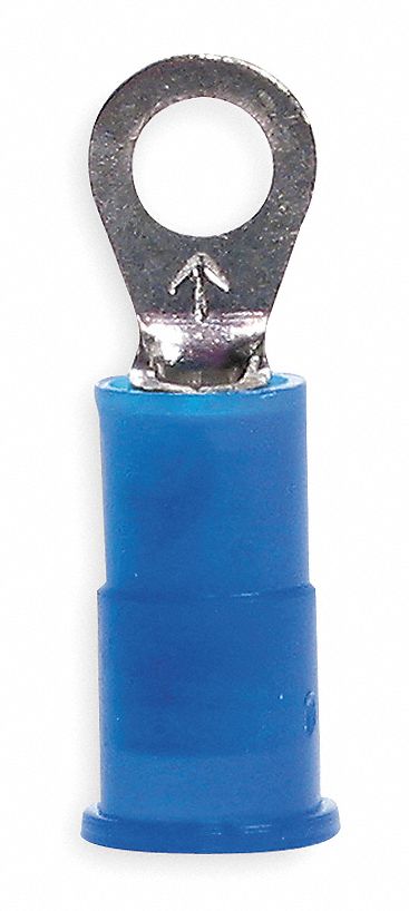 RING TERMINAL, NYLON, BLUE, #6 STUD SIZE, 16 AWG TO 14 AWG WIRE SIZE RANGE, 100 PK