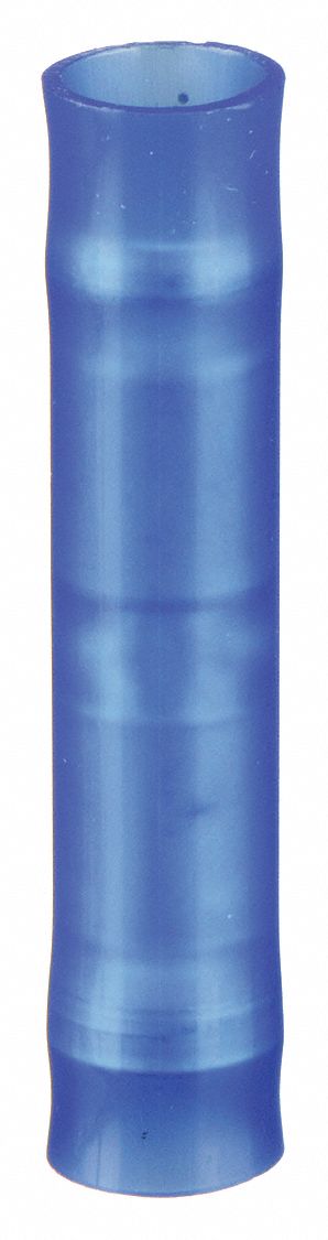 Butt Splice Connector: Blue, Nylon, For Wire Size 16 AWG – 14 AWG, 600 V, Pack Qty 100