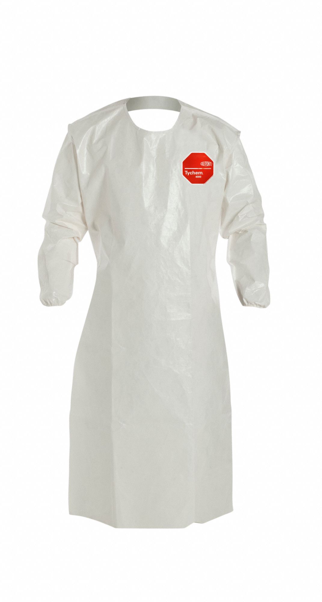 CHEMICAL-RESISTANT SLEEVE APRON, 12 MIL, 52 IN L, TIE, BOUND SEAM, SNAP, KNEE, 12 PK