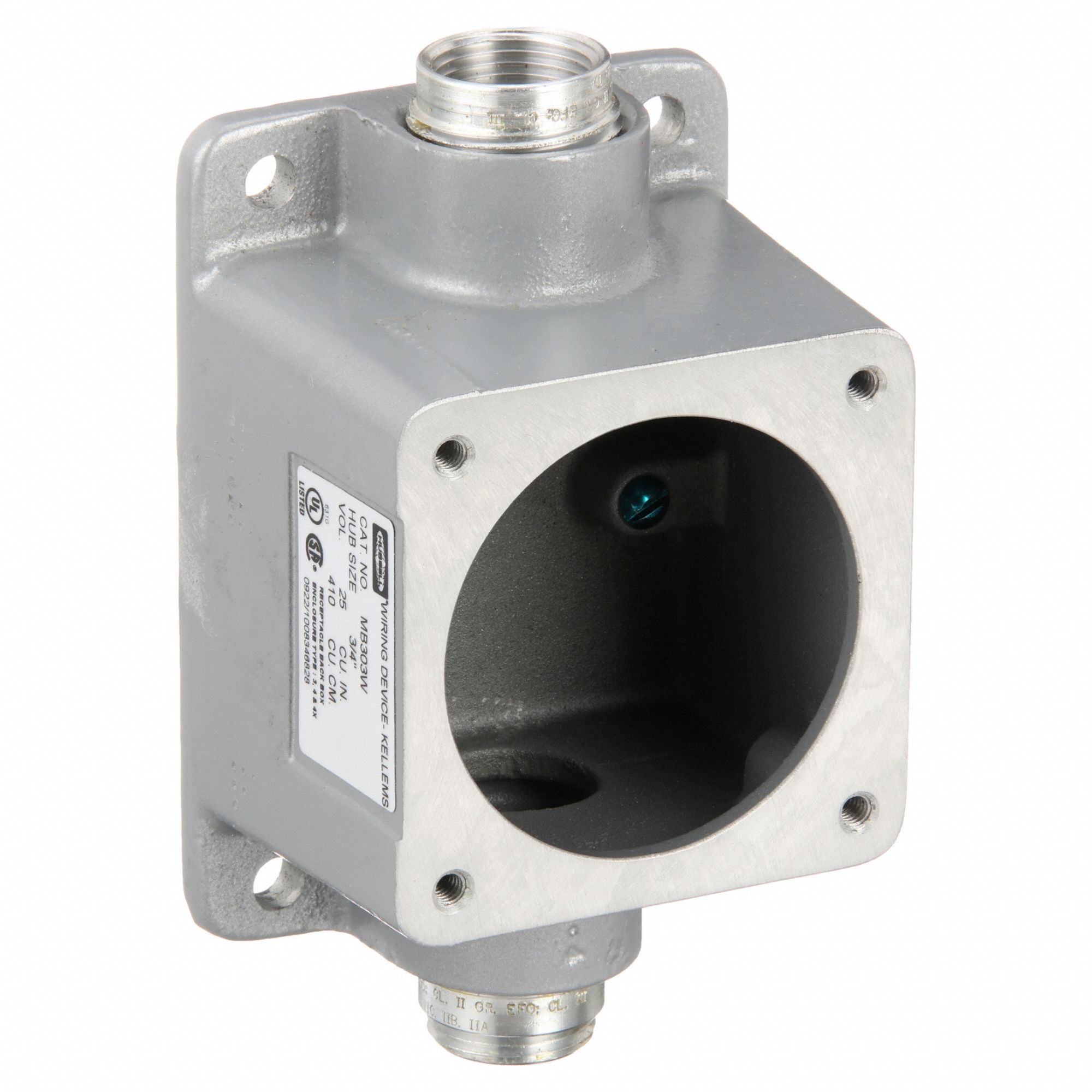 Back Box: 30 A, Dead End, 0.75 in Hub Dia, Aluminum