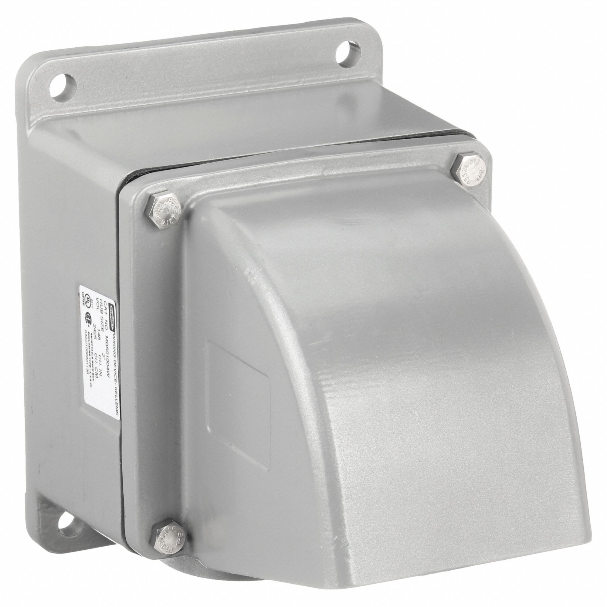 4-WAY ANGLE BACK BOX, 60/100 A, DEAD END, 2 IN HUB DIAMETER, ALUMINUM