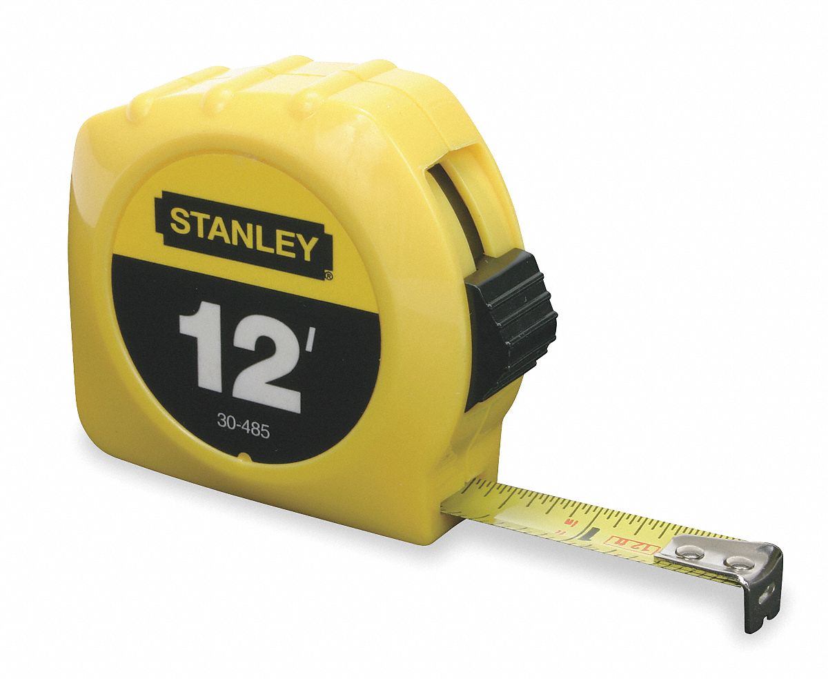 STANLEY 12 ft Steel SAE Tape Measure, Yellow 5HK8930485 Grainger