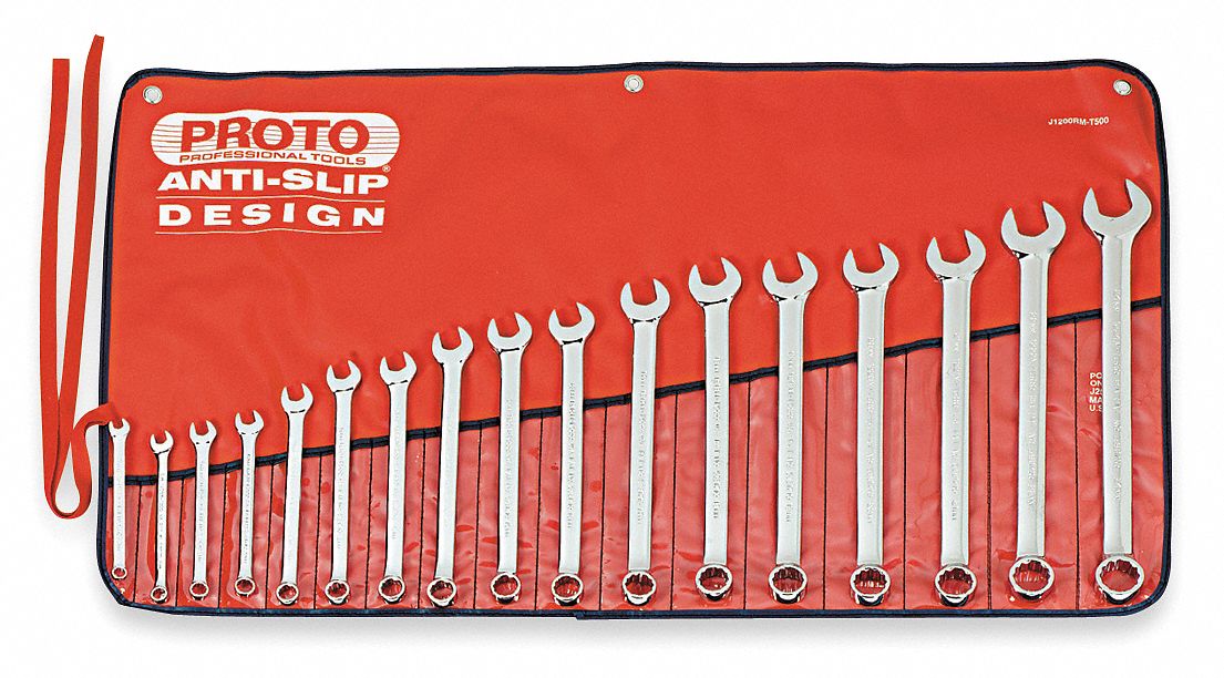 PROTO, Alloy Steel, Chrome, Combination Wrench Set - 449P03|J1200RM-T500 -  Grainger