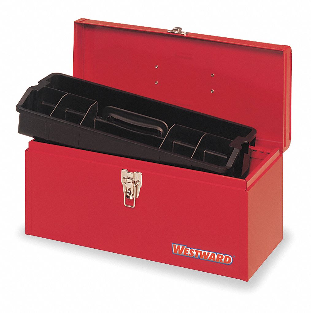 Plastic, Steel, Portable Tool Box, 23 in Overall Width, 10 1/2 in Overall  Depth - Grainger