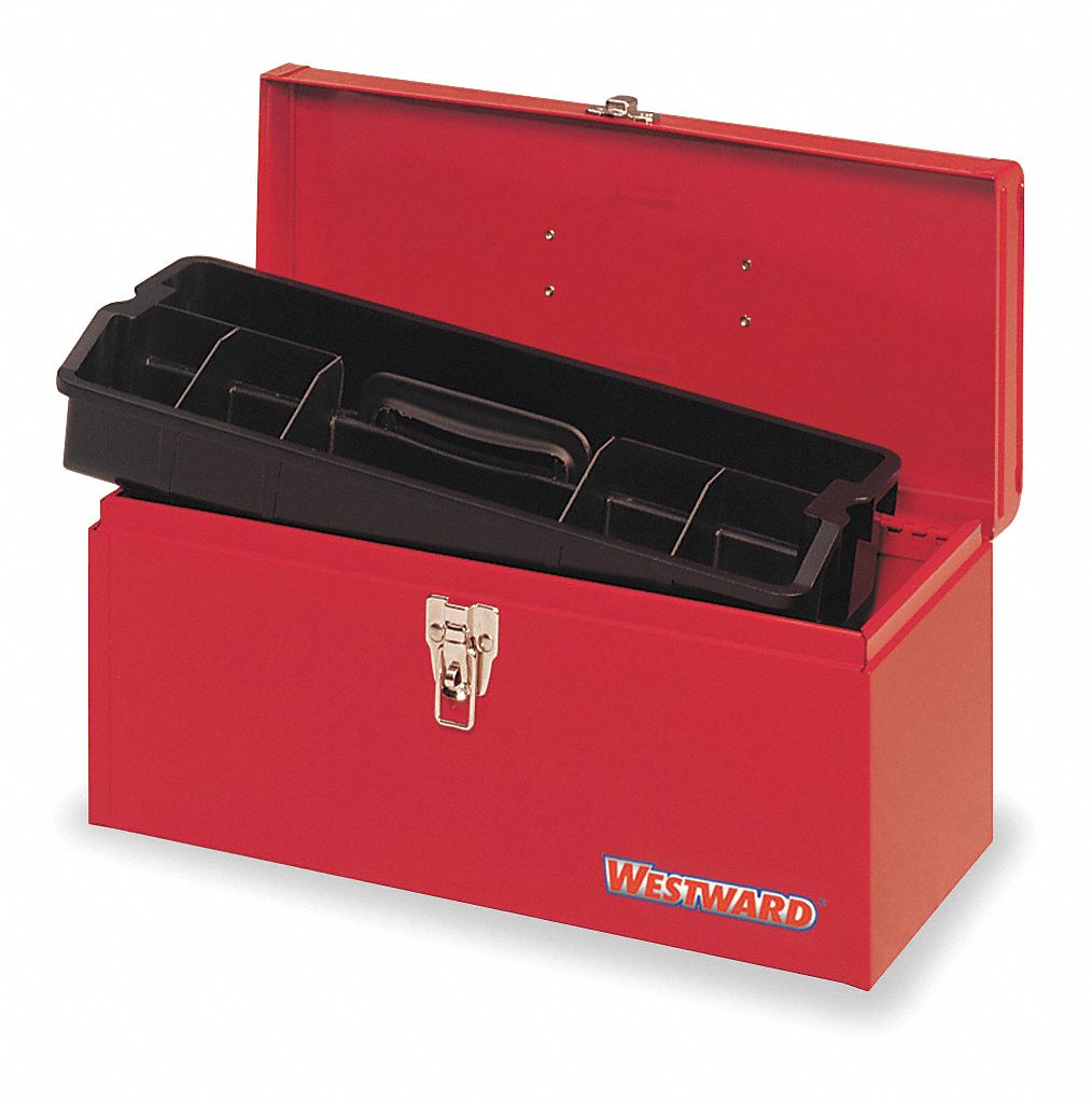 Plastic, Steel, Portable Tool Box, 16 in Overall Width, 7 in Overall Depth  - Grainger