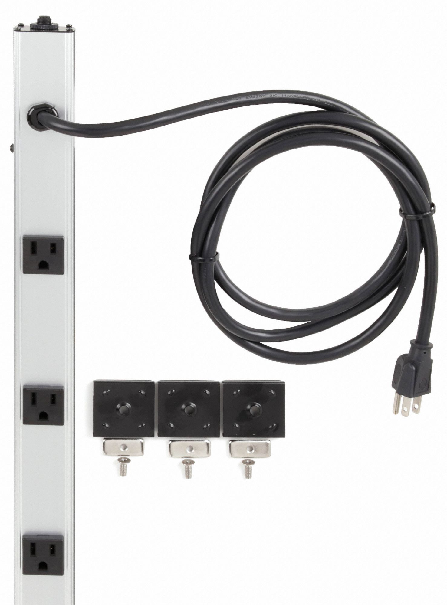 POWER FIRST Outlet Strip, Workbench and Aluminum, 10 Total