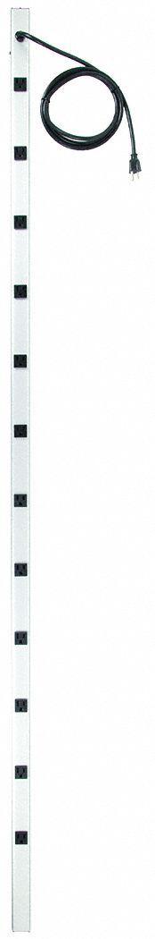 OUTLET STRIP, 12 OUTLETS, 6 FT CORD, 15 A MAX, GREY, NEMA 5-15P