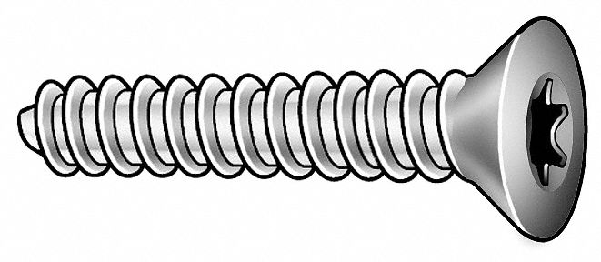 Sheet Metal Screw: #10 Size, 3/4 in Lg, Steel, Zinc-Plated, Torx Plus®, Flat, 50 PK