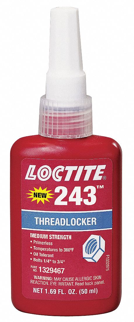 LOCTITE, 243, Blue, Primerless Medium-Strength Threadlocker - 5HYH5