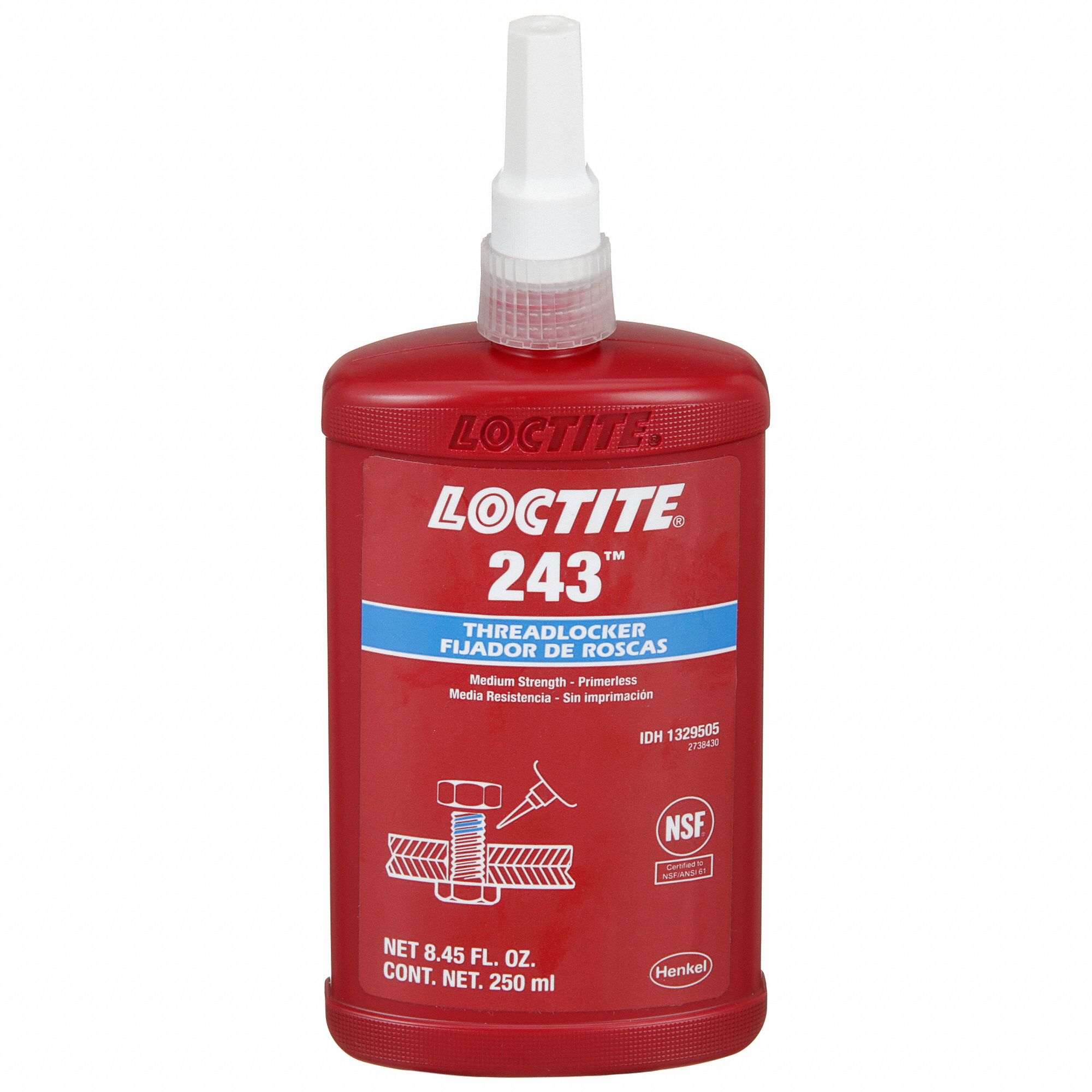 LOCTITE, 243, Blue, Primerless Medium-Strength Threadlocker