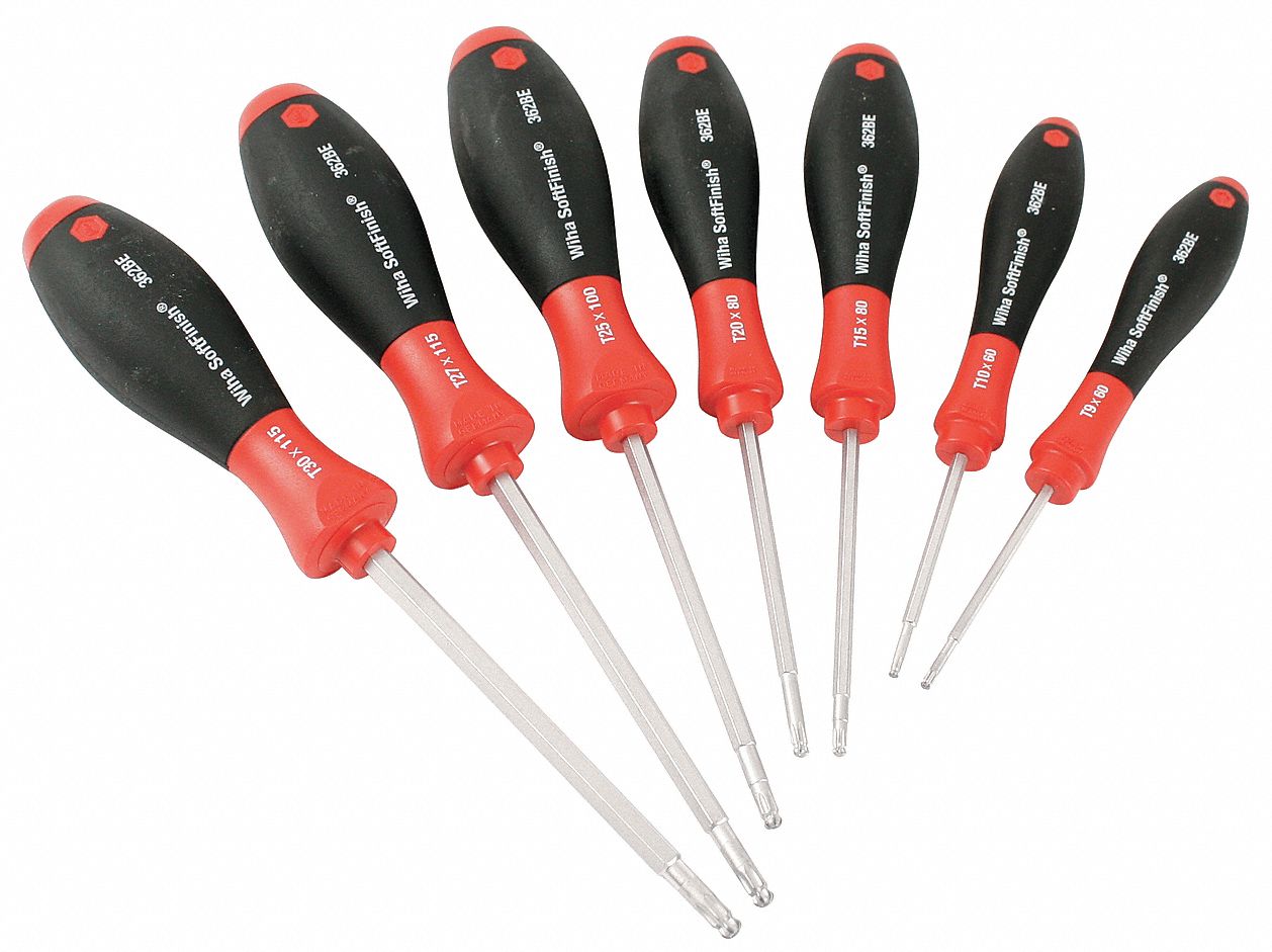 WIHA, 7 Pieces, Torx Tip, General Purpose Screwdriver Set - 5HYK7