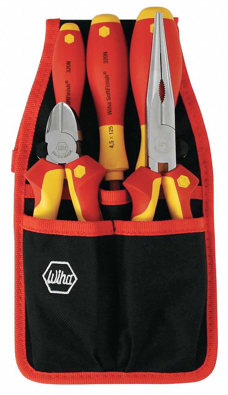 INSULATED TOOL KIT, INSULATED, 5 TOTAL PIECES, DRIVERS AND BITS/PLIERS, TOOL POUCH