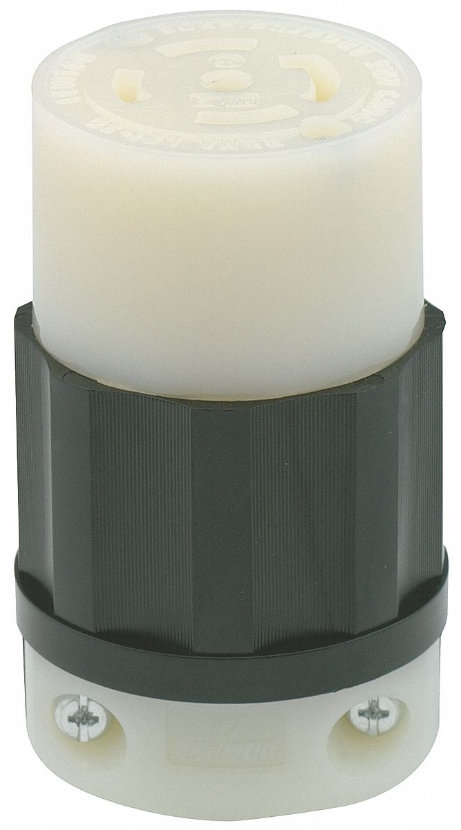 Locking Connector: L21-30R, 30 A, 120/208V AC, 4 Poles, Black/White, Screw Terminals