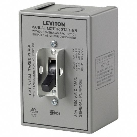 Manual Motor Switch, Toggle, 1 Enclosure NEMA Rating - Grainger