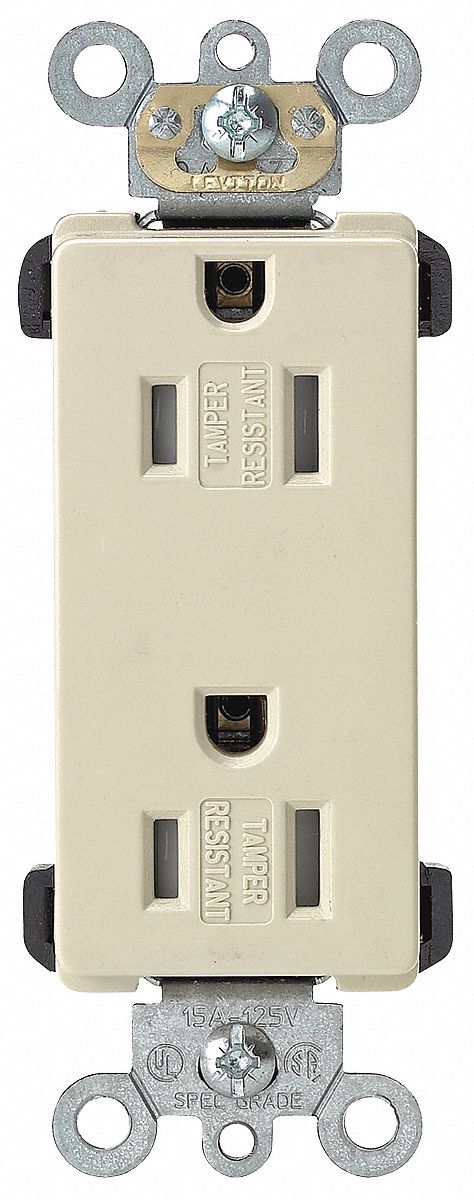 RECEPTACLE, TAMPER RESISTANT, DUPLEX, DECORA 15 AMP, IVORY