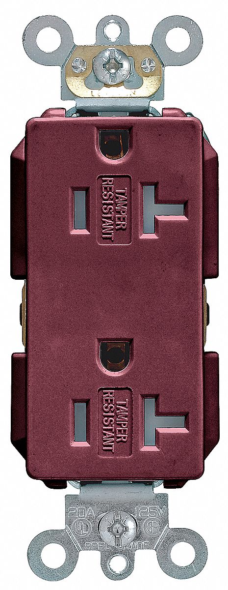 Receptacle: Decorator Duplex, Brown, 5-20R, 20 A, 125V AC, 2 Pole / 3 Wire, Screw Terminals