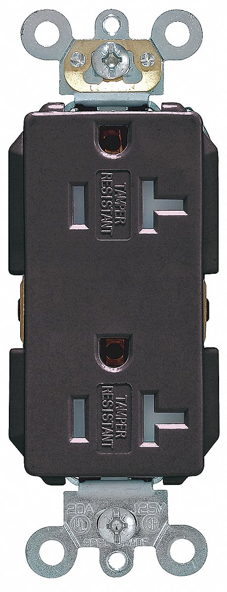 Receptacle: Decorator Duplex, Black, 5-20R, 20 A, 125V AC, 2 Pole / 3 Wire, Screw Terminals