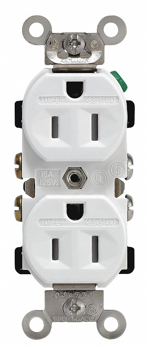 RECEPTACLE, TAMPER RESISTANT, DUPLEX, 15 AMP, WHITE
