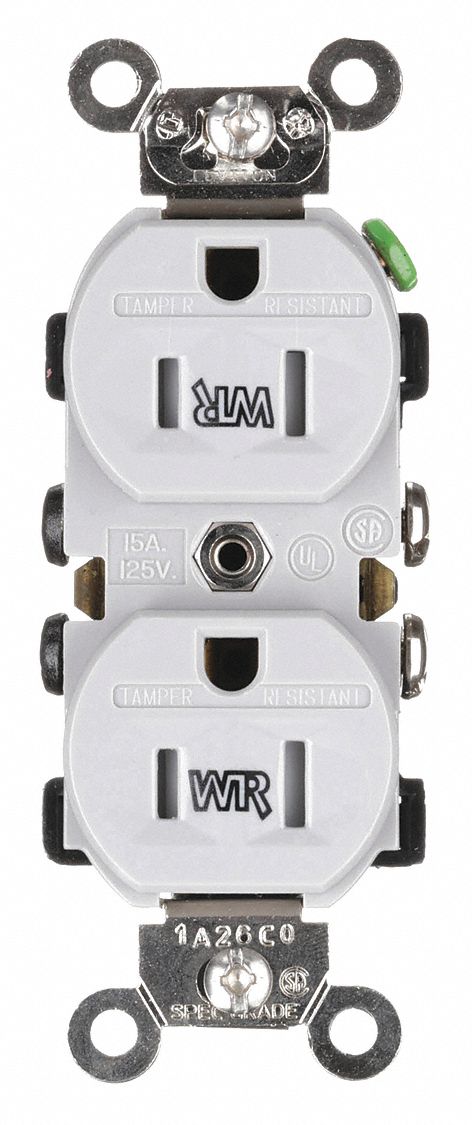 RECEPTACLE, TAMPER RESISTANT, DUPLEX, 15 AMP, GREY