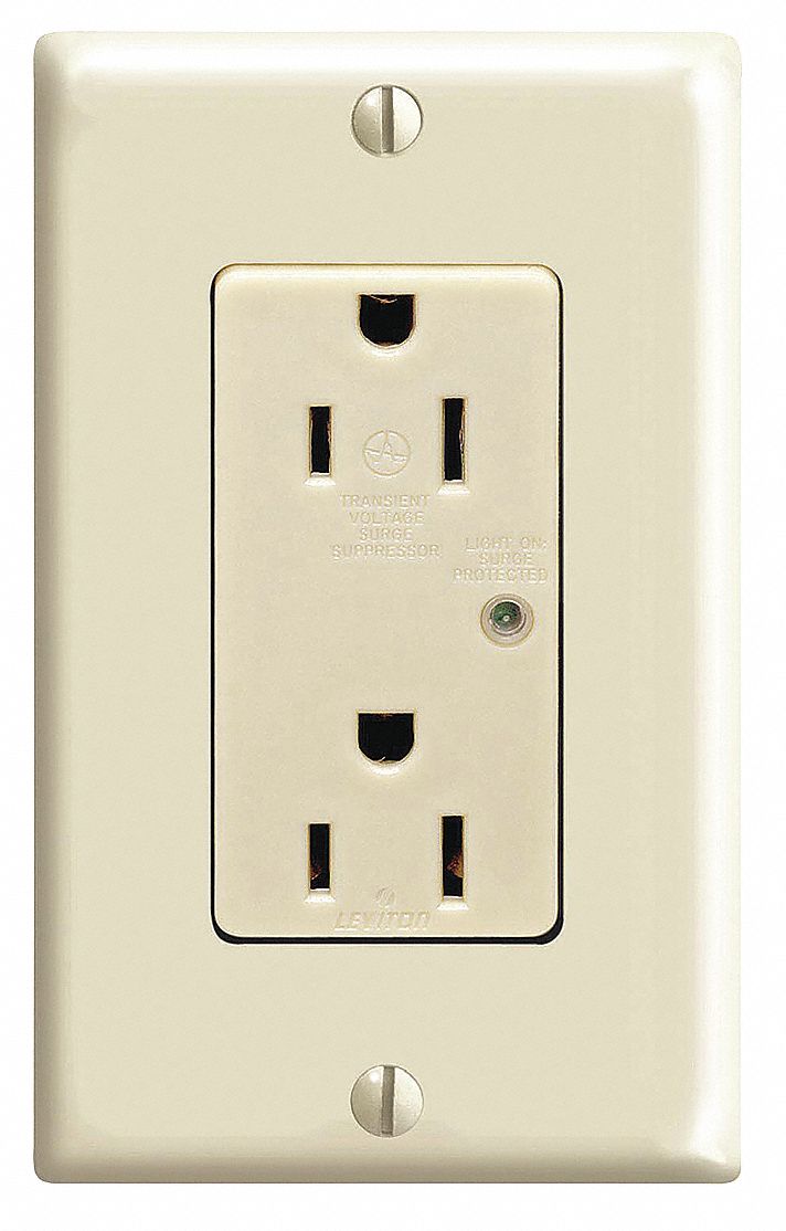 Receptacle: Decorator Duplex, 5-15R, 125V AC, 15 A, Ivory, 2 Pole / 3 Wire, Screw Terminals