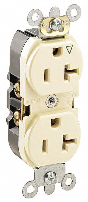 Receptacle: Duplex, 5-20R, 125V AC, 20 A, Light Almond, 2 Pole / 3 Wire, Screw Terminals