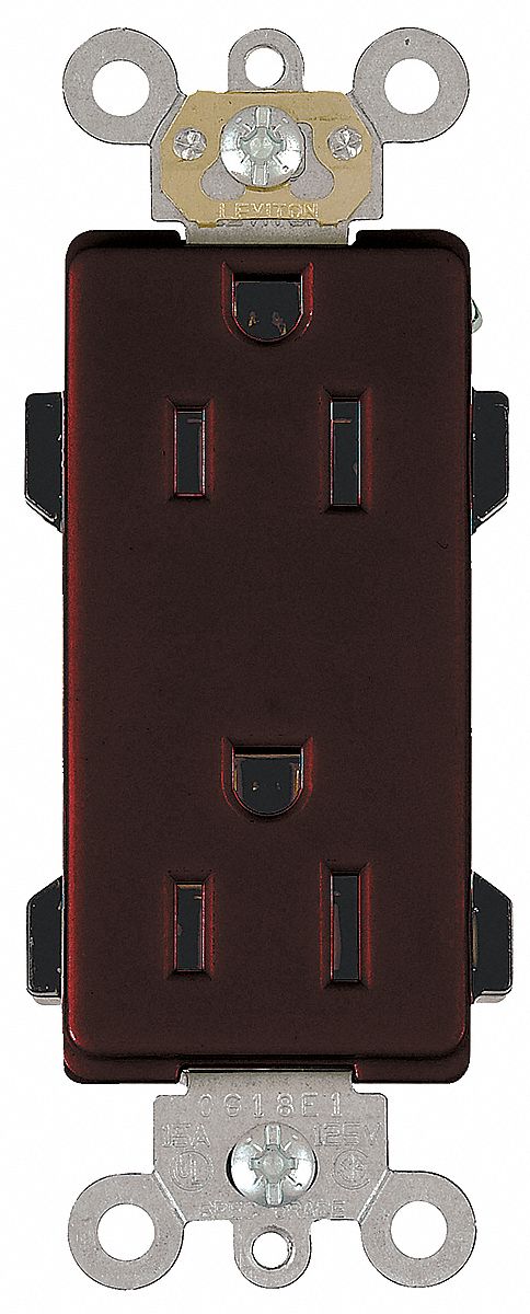 Receptacle: Decorator Duplex, 5-15R, 125V AC, 15 A, Brown, 2 Pole / 3 Wire, Screw Terminals