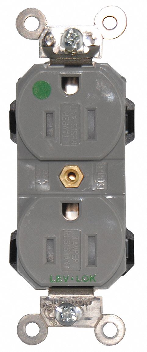 RECEPTACLE TR HOSP GRD 15A GRAY