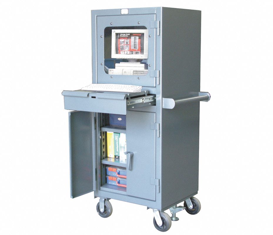 STRONG HOLD Gabinete Móvil para Computadora, Gris, 26" x 24" x 68