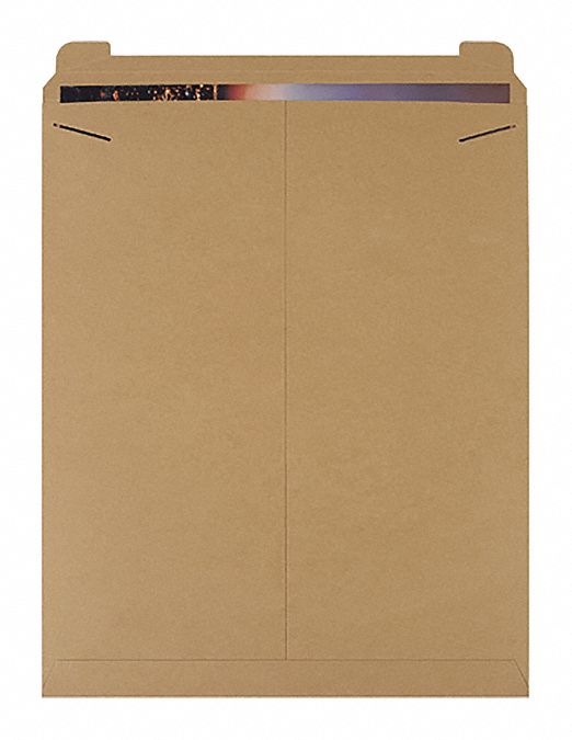 Mailer Envelopes: 22 in x 27 in, 0.036 in Material Thick, Kraft, 50 PK