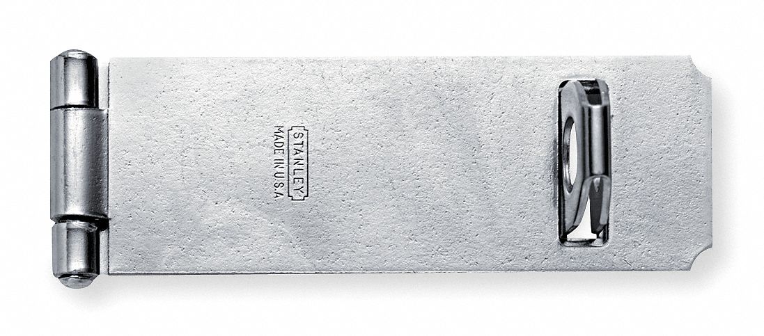Conventional Fixed Staple HaspL, Bright Zinc Finish - Grainger