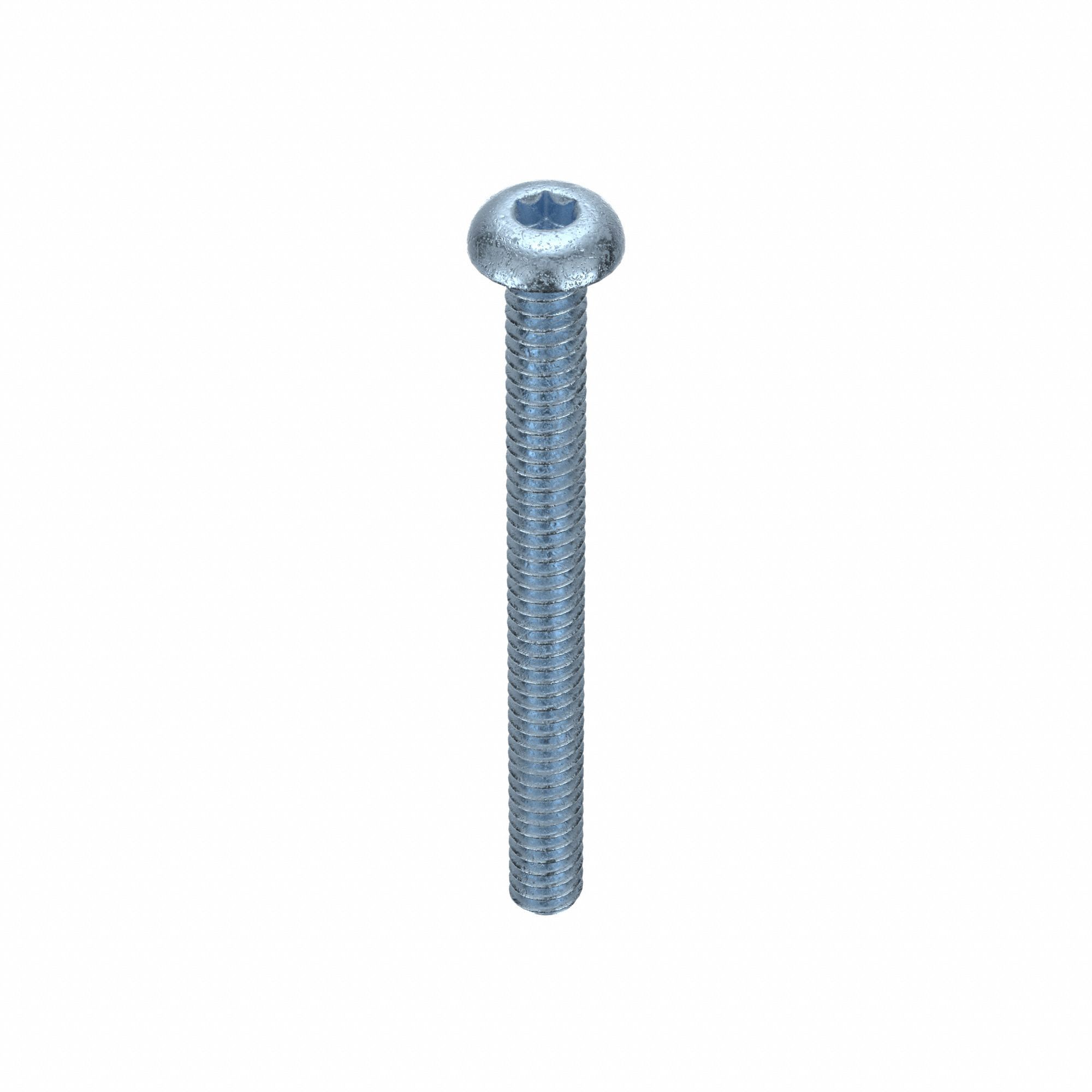Machine Screw: #6-32 Thread Size, 1 1/4 in Lg, Steel, Zinc-Plated, Button, Torx®/Star, 100 PK