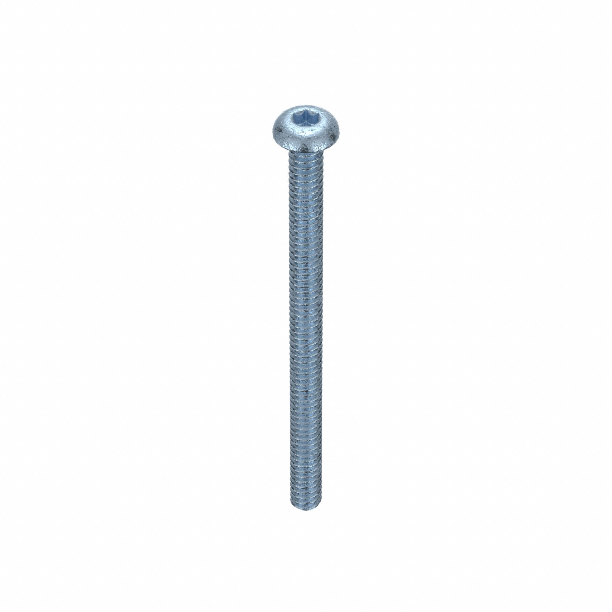 Machine Screw: #6-32 Thread Size, 1 1/2 in Lg, Steel, Zinc-Plated, Button, Torx®/Star, 100 PK