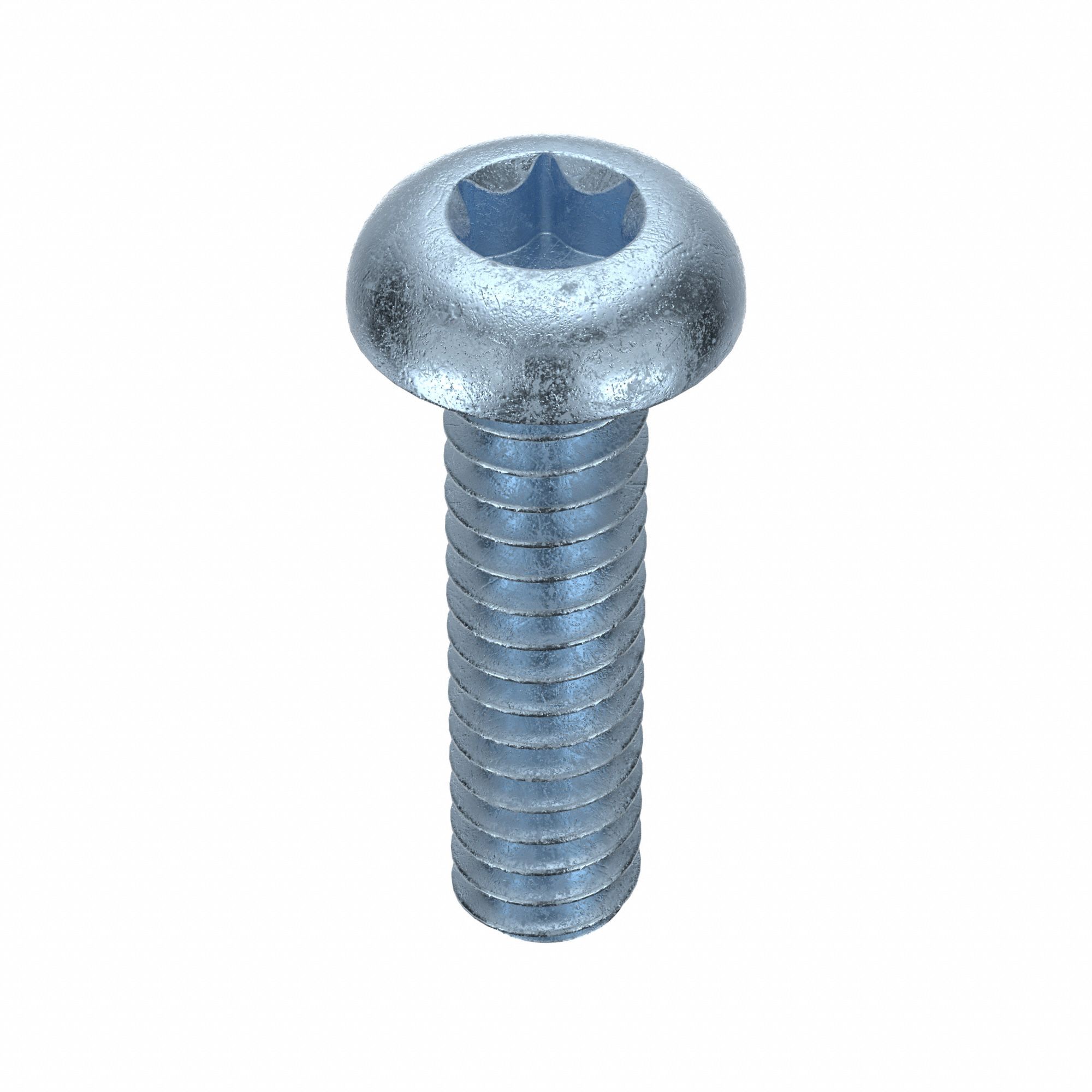Machine Screw: #10-24 Thread Size, 1/2 in Lg, Steel, Zinc-Plated, Button, Torx®/Star, 100 PK