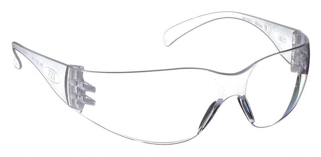 Safety Glasses: Clear Lens, Frameless, Uncoated, Clear Frame, Virtua(TM) Series