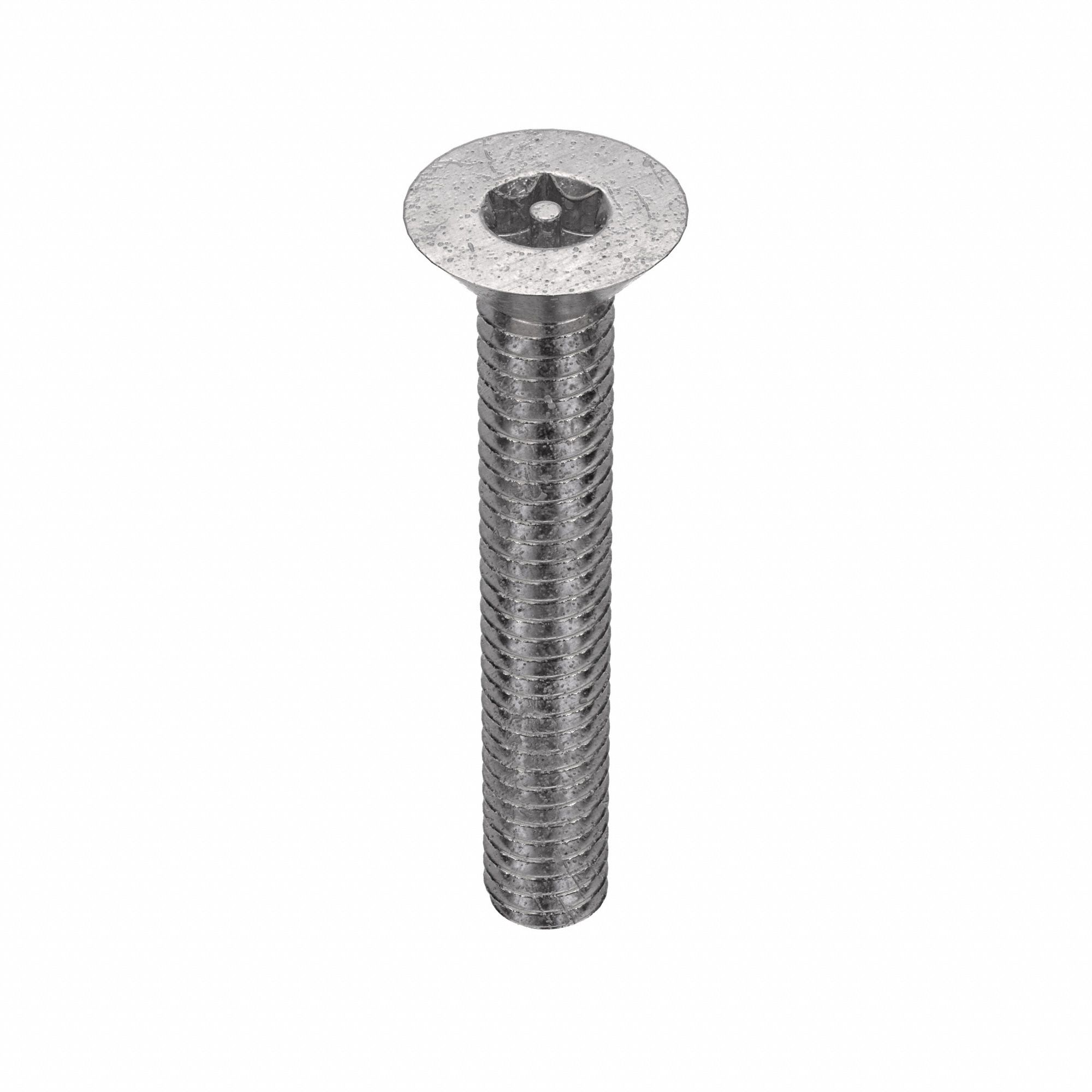 TAMPER RESISTANT SCREW, #8-32 THREAD, 1 IN L, 18-8 SS, PLAIN FINISH, FLAT, TORX, 25 PK
