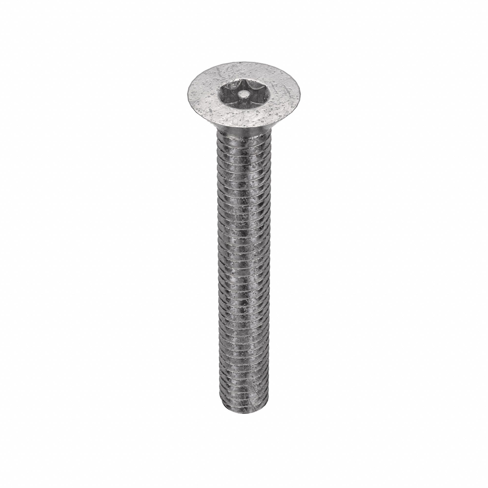 Tamper Resistant Screw: #8-32 Thread Size, 1 1/4 in Lg, Stainless Steel, Plain, Flat, 25 PK