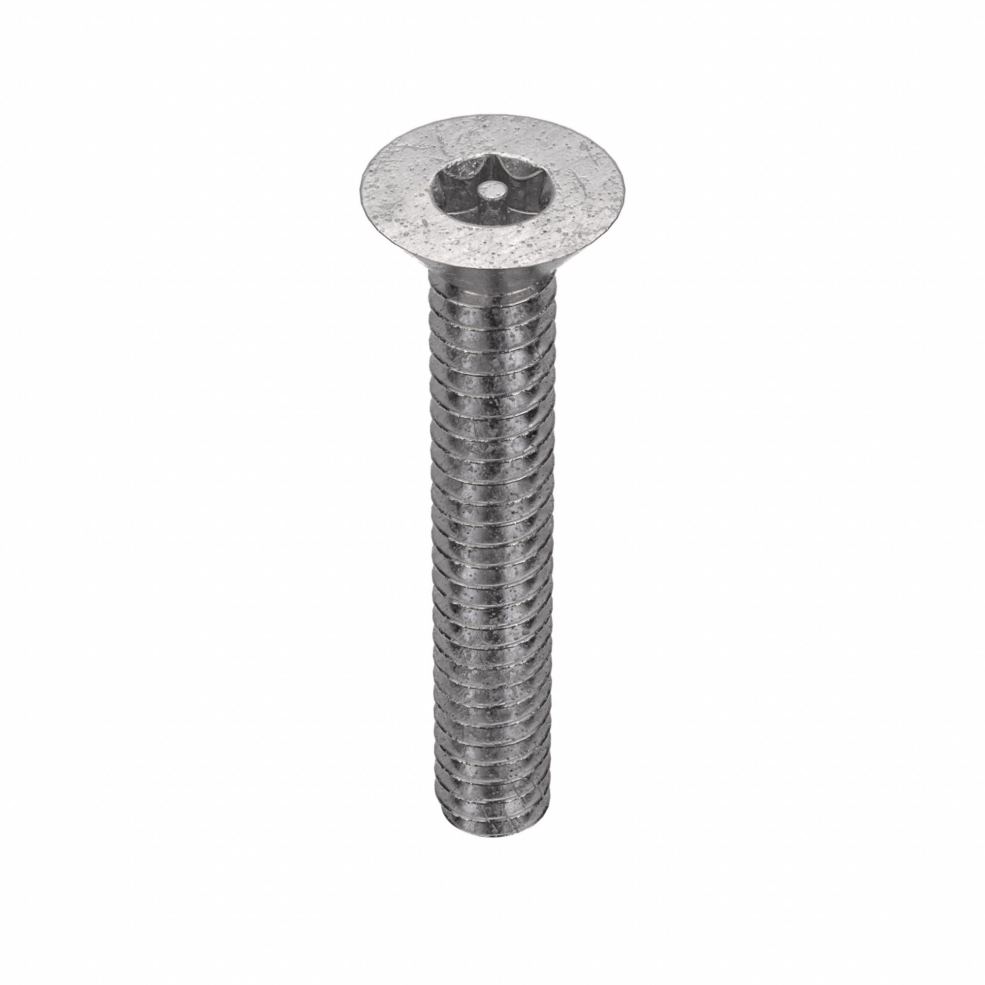 TAMPER RESISTANT SCREW, #10-24 THREAD, 1&frac14; IN L, 18-8 SS, PLAIN FINISH, FLAT, 10 PK