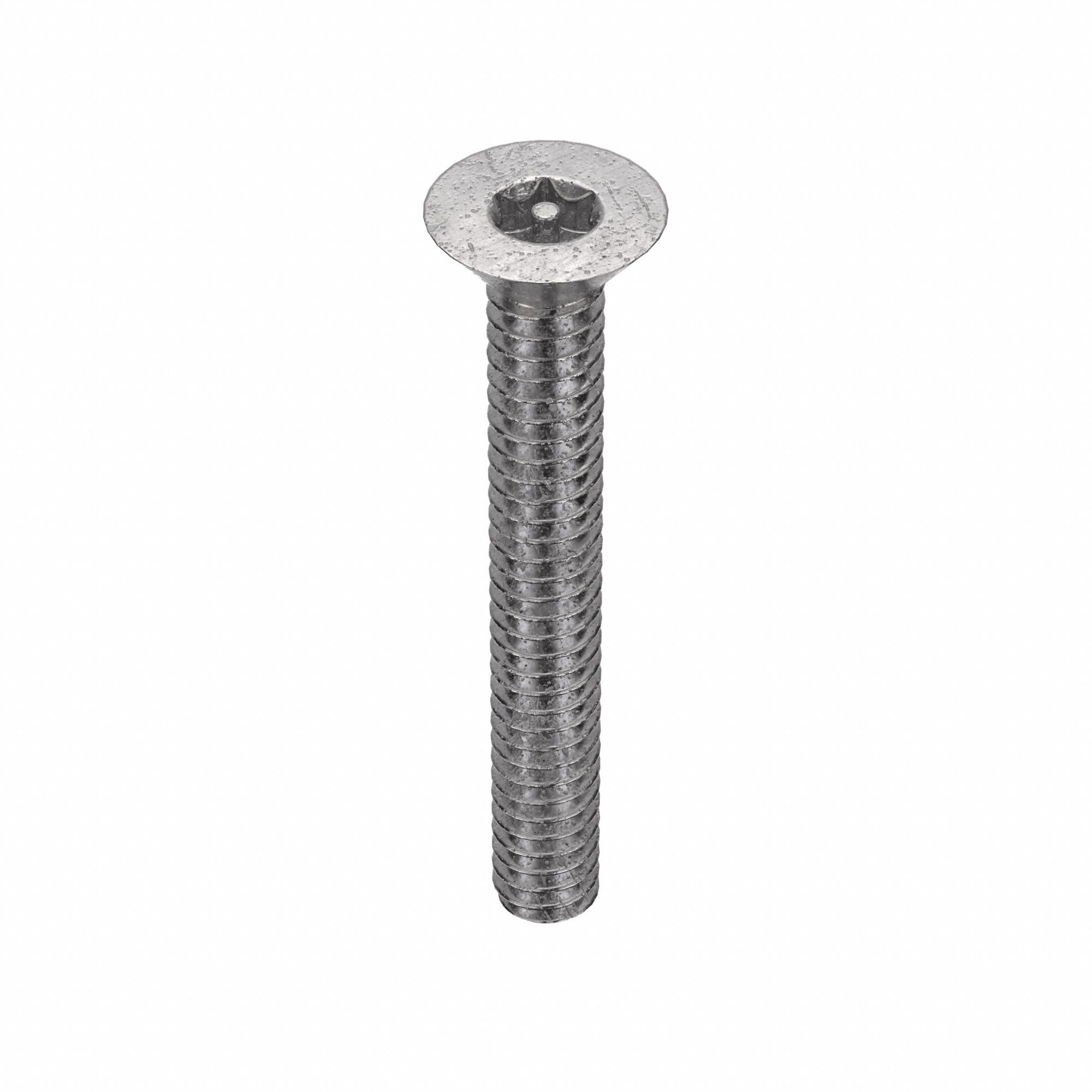 TAMPER RESISTANT SCREW, #10-24 THREAD, 1½ IN L, 18-8 SS, PLAIN FINISH, FLAT, 10 PK
