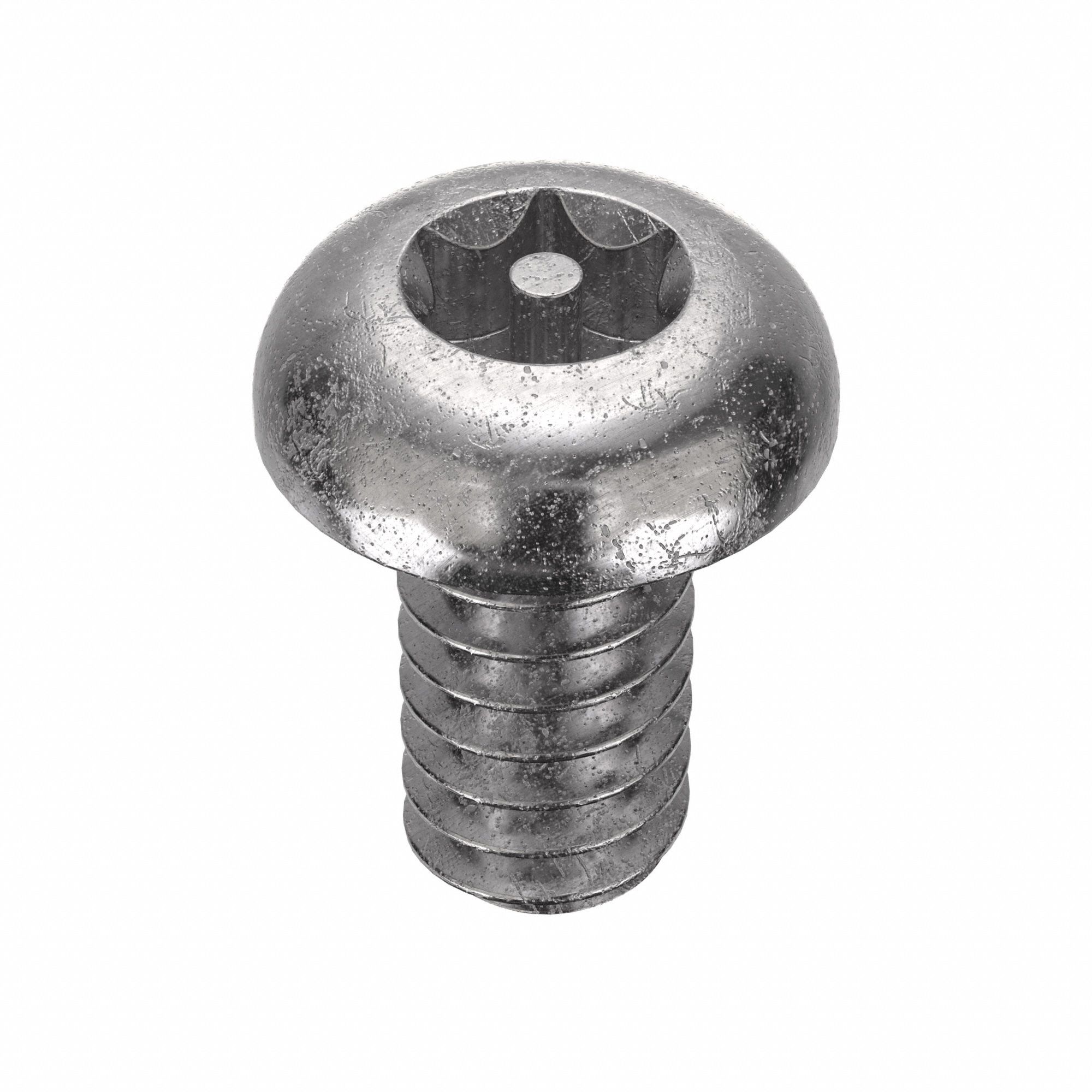 Tamper Resistant Screw: #10-24 Thread Size, 3/8 in Lg, Stainless Steel, Plain, Button, 50 PK