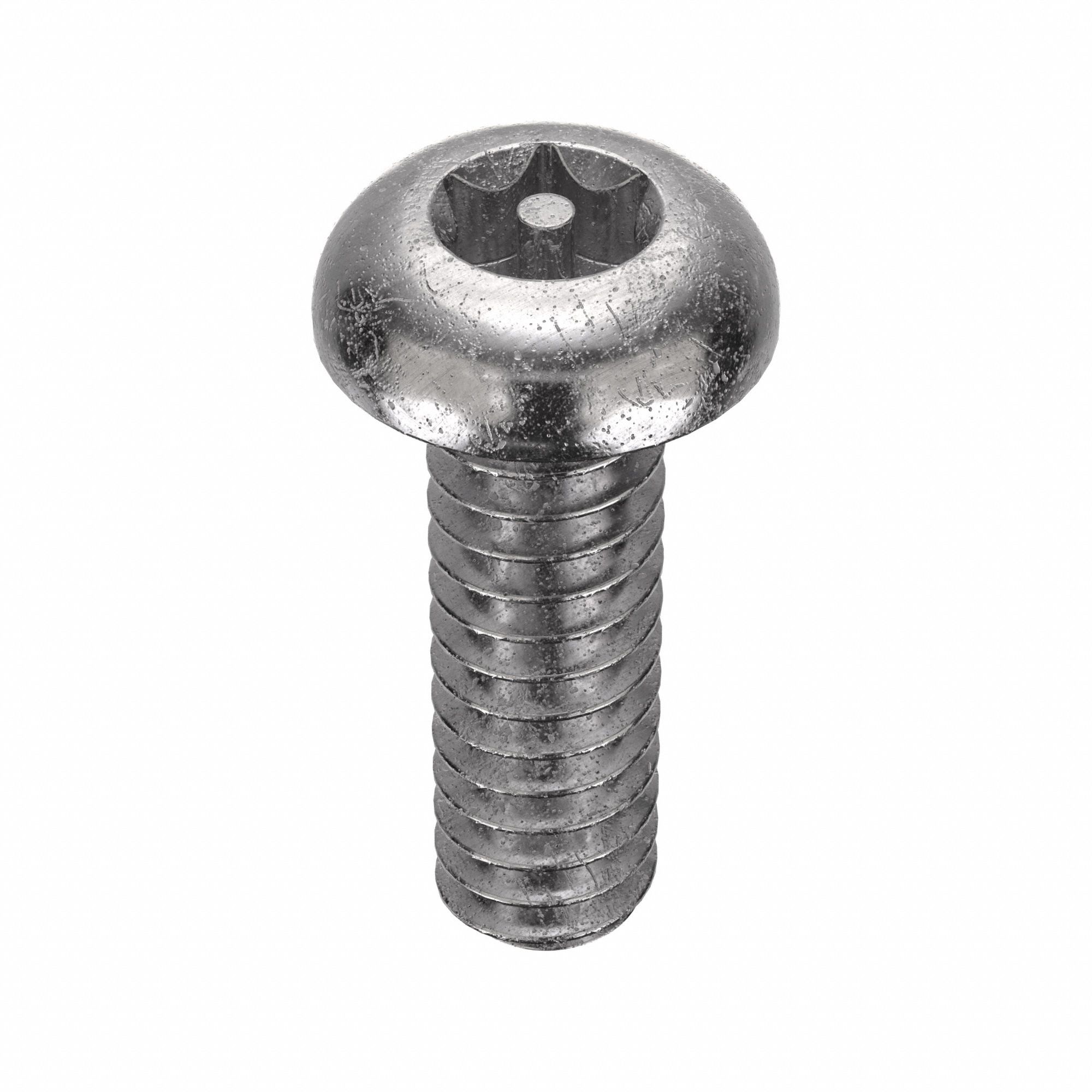 Tamper Resistant Screw: #10-24 Thread Size, 5/8 in Lg, Stainless Steel, Plain, Button, 50 PK