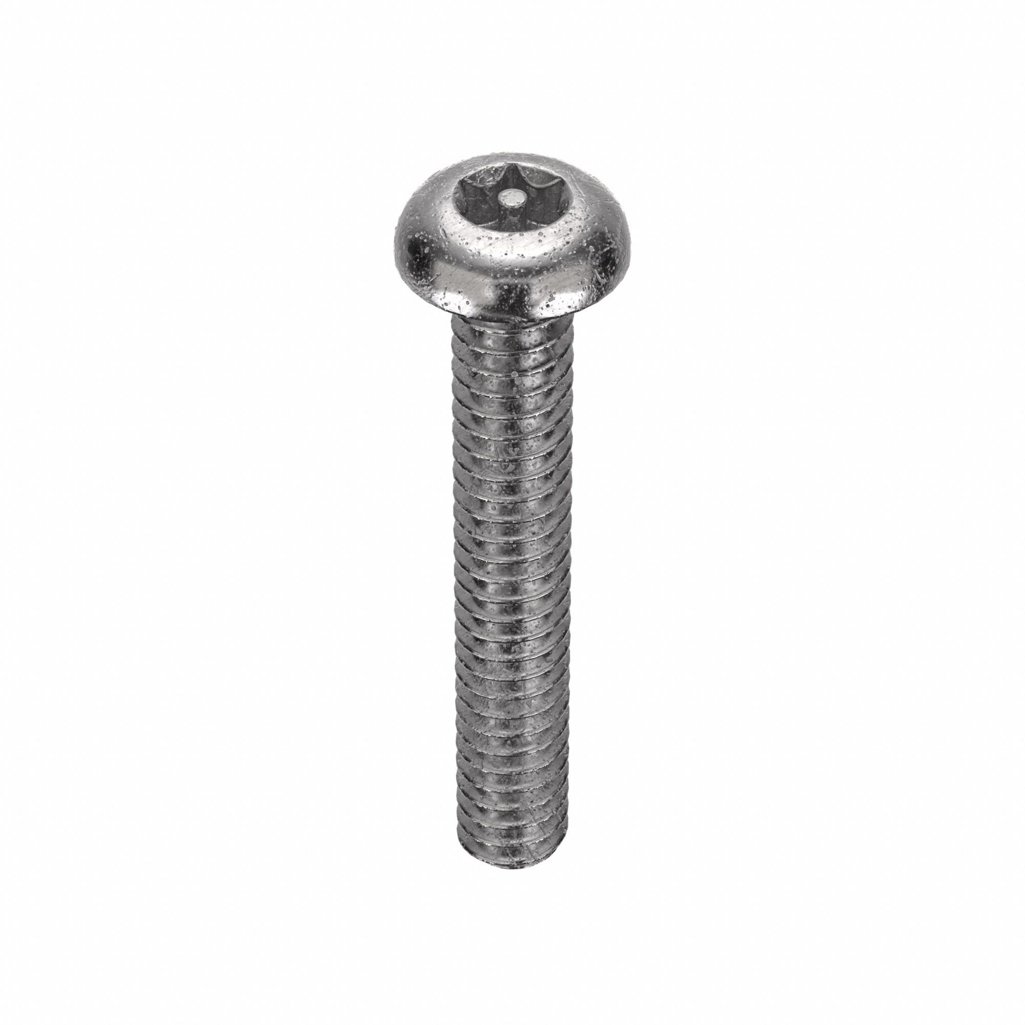 TAMPER RESISTANT SCREW, #10-24 THREAD, 1&frac14; IN L, 18-8 SS, PLAIN FINISH, BUTTON, 50 PK