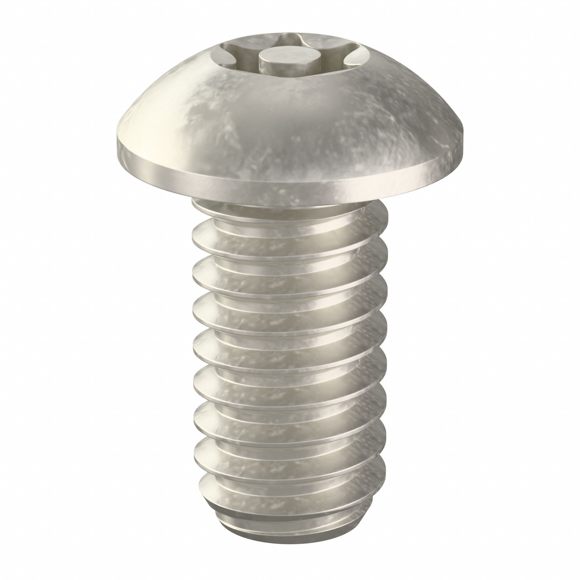 Tamper Resistant Screw: 1/4"-20 Thread Size, 1/2 in Lg, Stainless Steel, Plain, Button, 25 PK