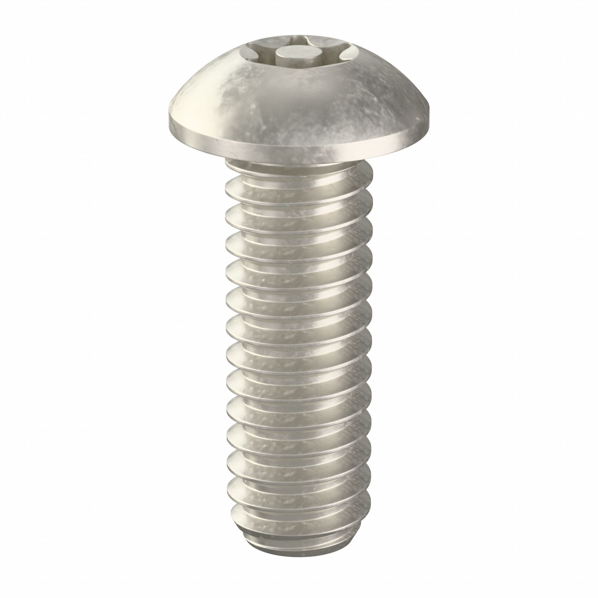 Tamper Resistant Screw: 1/4"-20 Thread Size, 3/4 in Lg, Stainless Steel, Plain, Button, 25 PK