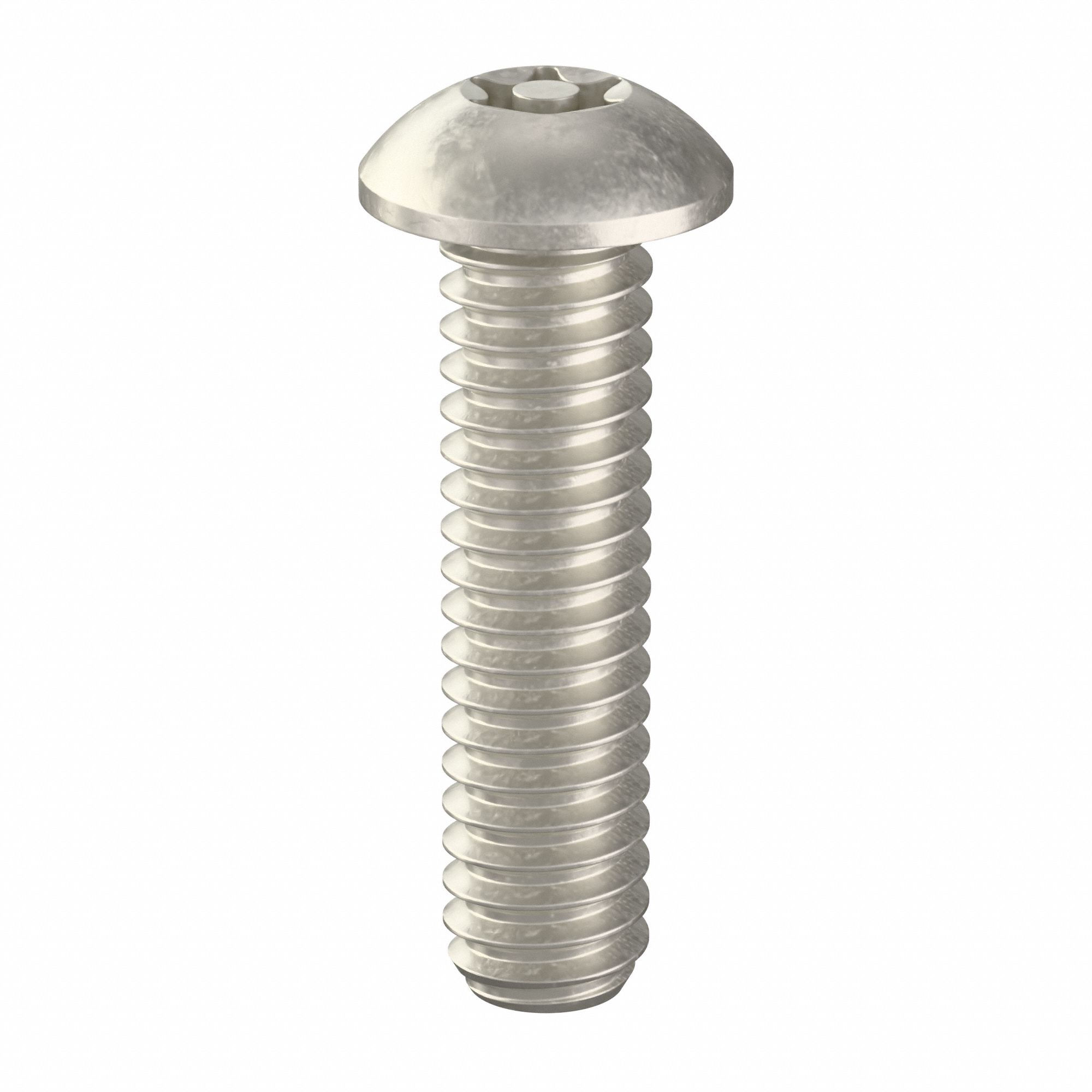 Tamper Resistant Screw: 1/4"-20 Thread Size, 1 in Lg, Stainless Steel, Plain, Button, 25 PK