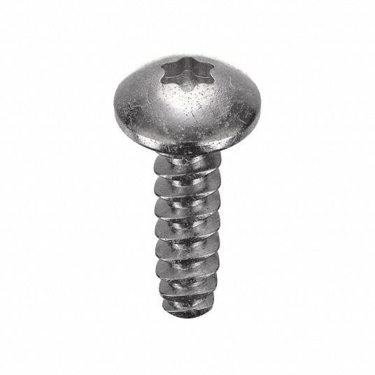 Thread Forming Screw: #6 Size, 1/2 in Lg, 18-8 Stainless Steel, Plain, Pan,  Torx Plus, 50 PK