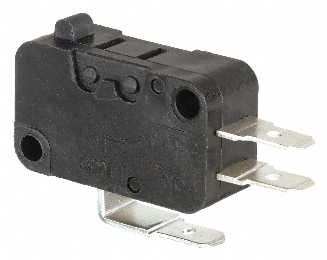 Miniature Snap Action Switch: Plunger Actuator, 1NO/1NC, Quick Connect